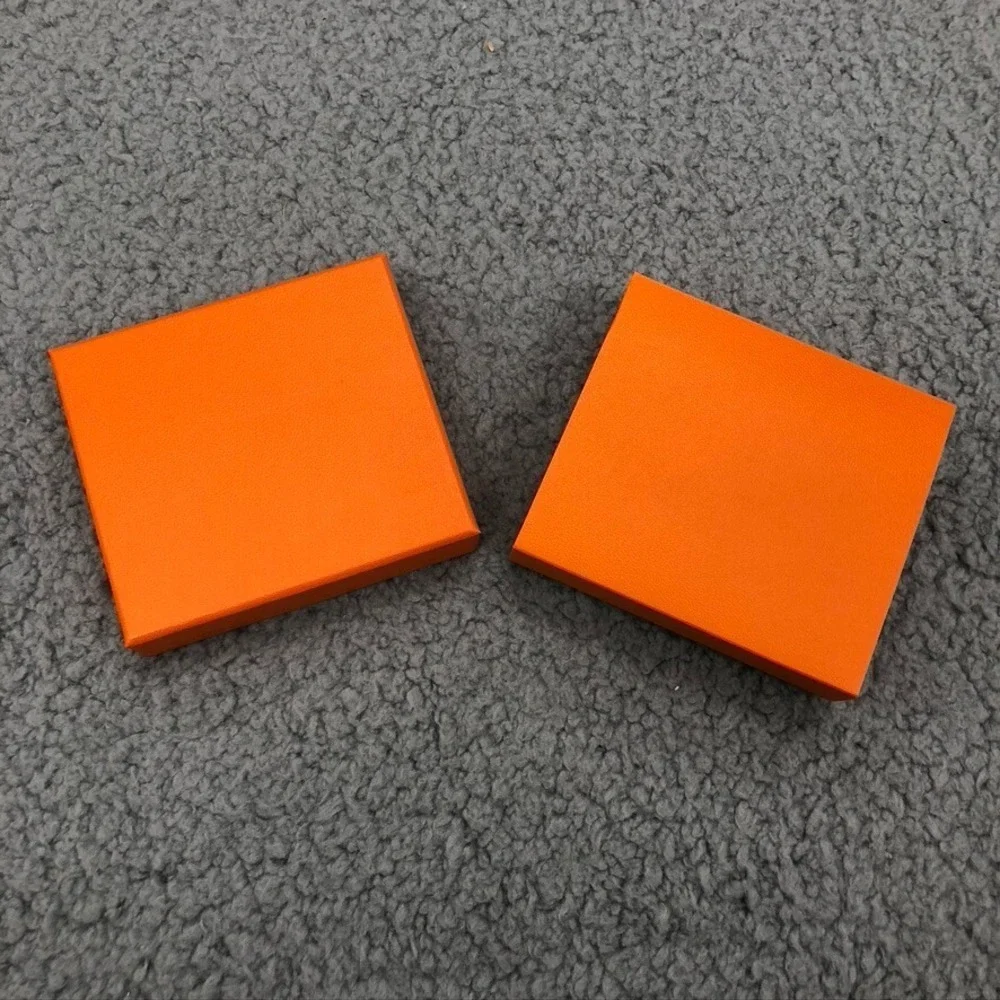 Authentic Hermes Orange Gift Box Empty Square 3.5x3.25x.75 Small Storage